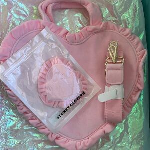 Stoney Clover Lane velvet heart bag with matching heart charm.